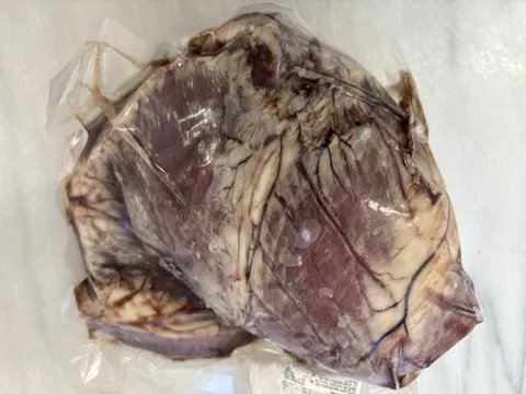 Beef Heart, vacuum-sealed pack.